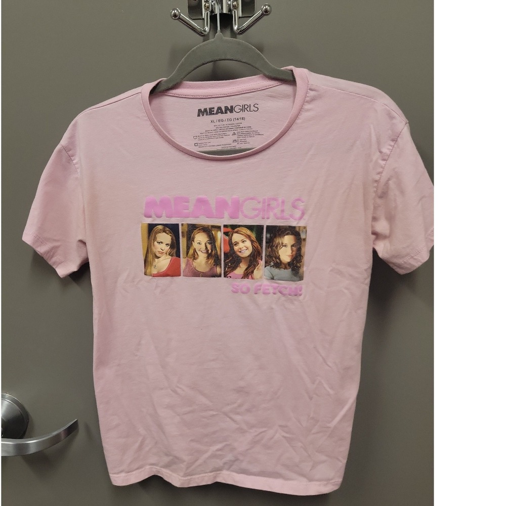 Mean Girls So Fetch Graphic T-Shirt Pink Girls XL 14/16 Movie Cast Tee